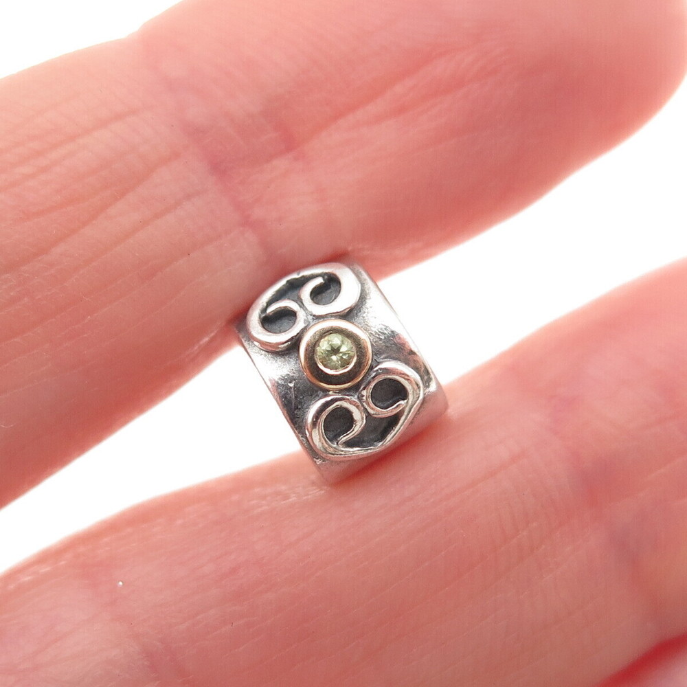 Pandora 925 Sterling Silver & Gold C Z Double Heart Clip Charm